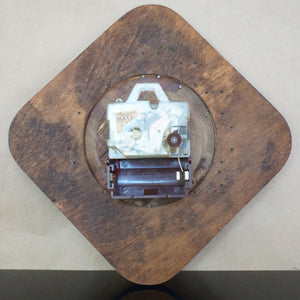 1980s Vintage VERICHRON Blue and White Diamond Wooden Wall Clock. Japan.