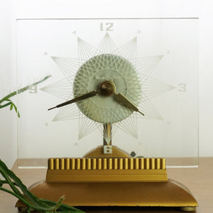 1950s MCM 9" Vintage MASTERCRAFTERS No. 146 Starlight Glass Illuminated Clock