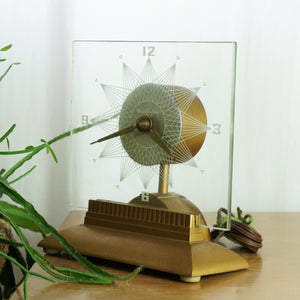1950s MCM 9" Vintage MASTERCRAFTERS No. 146 Starlight Glass Illuminated Clock