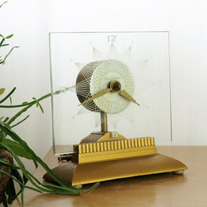 1950s MCM 9" Vintage MASTERCRAFTERS No. 146 Starlight Glass Illuminated Clock