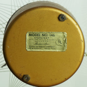 1950s MCM 9" Vintage MASTERCRAFTERS No. 146 Starlight Glass Illuminated Clock