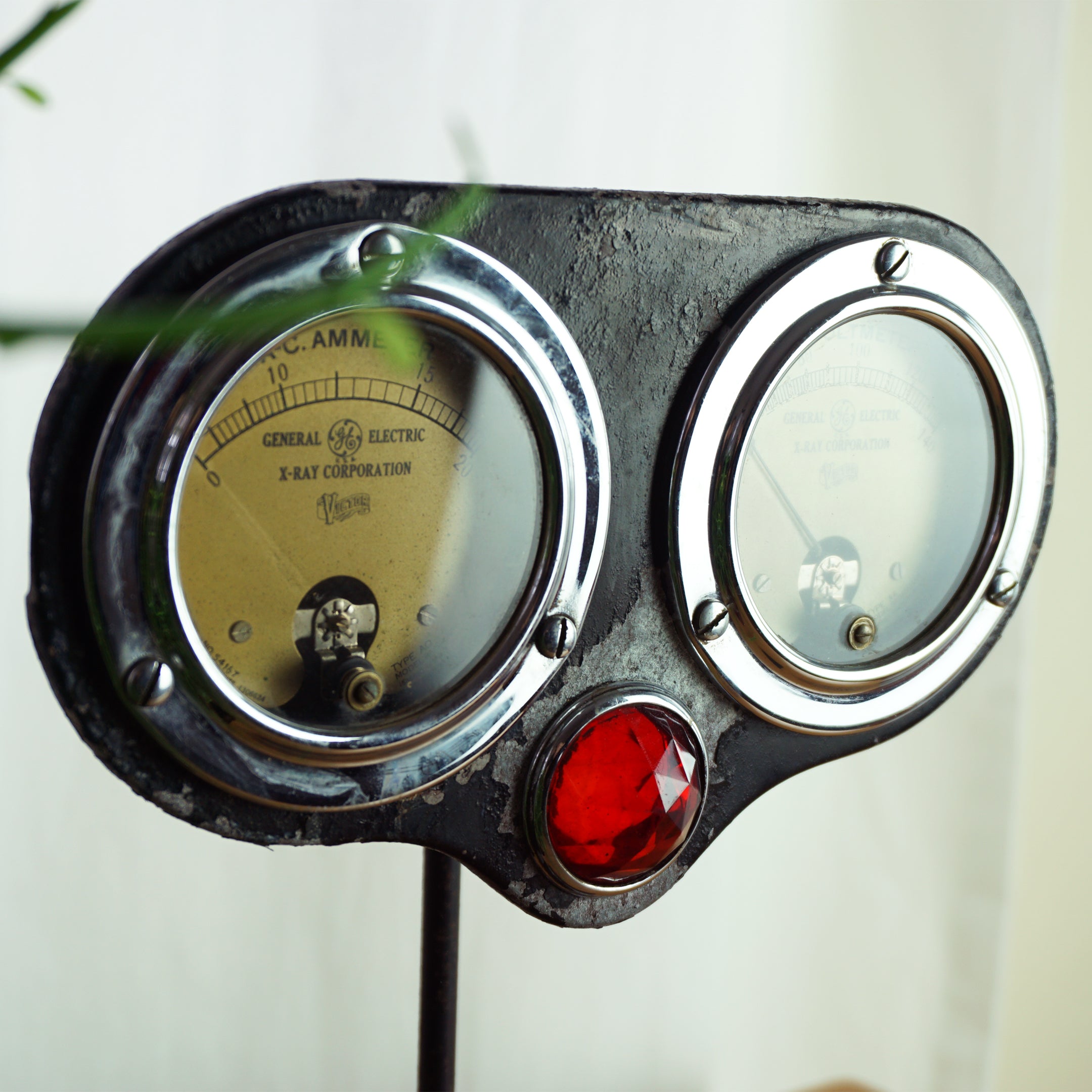 1930s Antique GE X-RAY VICTOR AC Ammeter & Voltmeter Jeweled Medical Meter