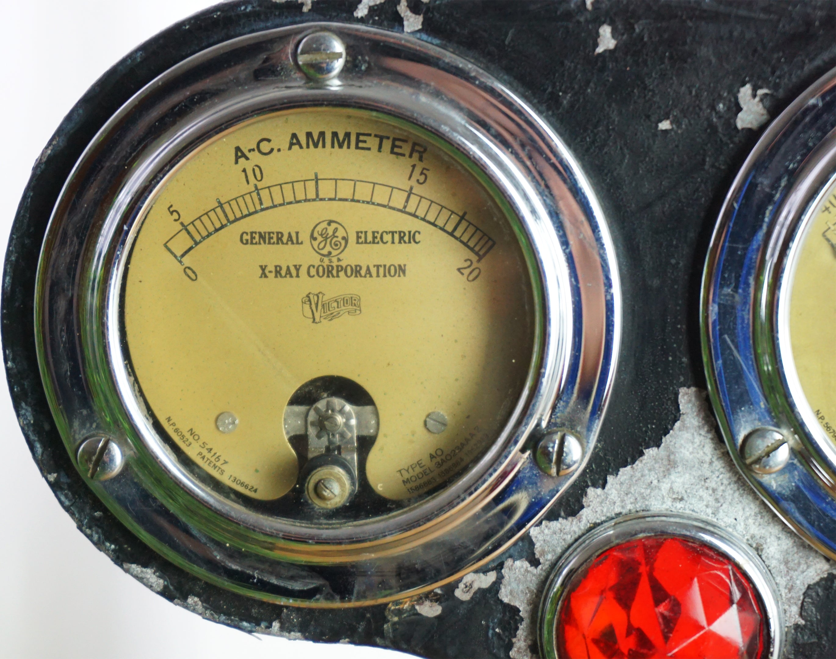 1930s Antique GE X-RAY VICTOR AC Ammeter & Voltmeter Jeweled Medical Meter