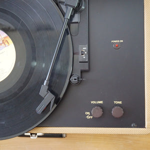 2000s Vintage CROSLEY Model: CR49-TW Tan Suitcase Turntable / Record Player