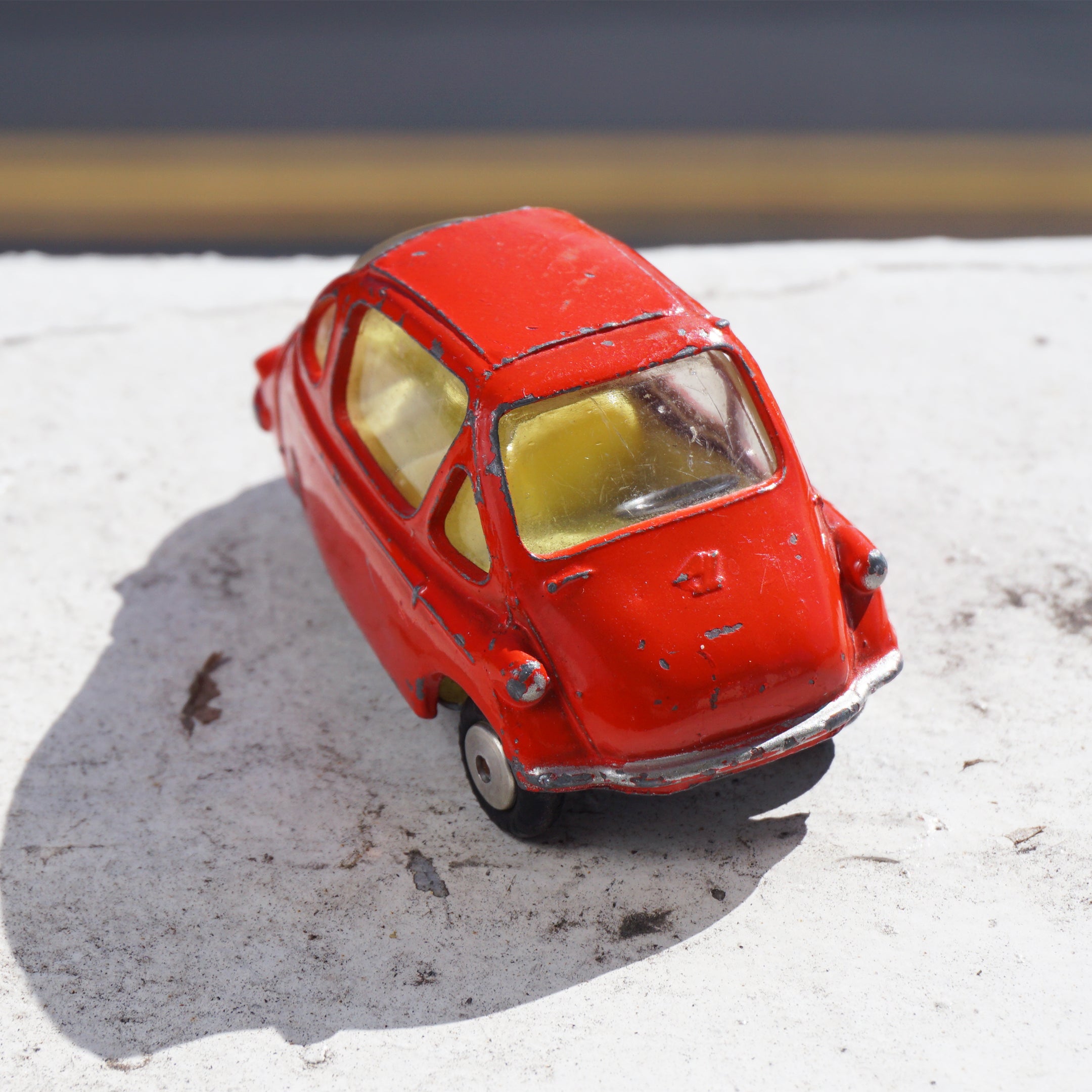 Vintage HEINKEL Corgi Toys No. 233 Red Economy Toy Car. Made in Gt. Britain.