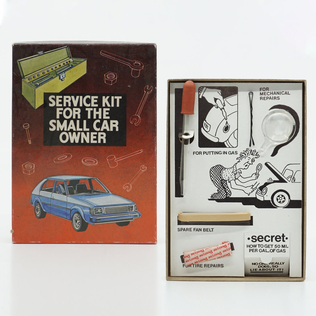 Rare "Service Kit for the Small Car Owner" Joke Gift. Dodge Omni on the Box.