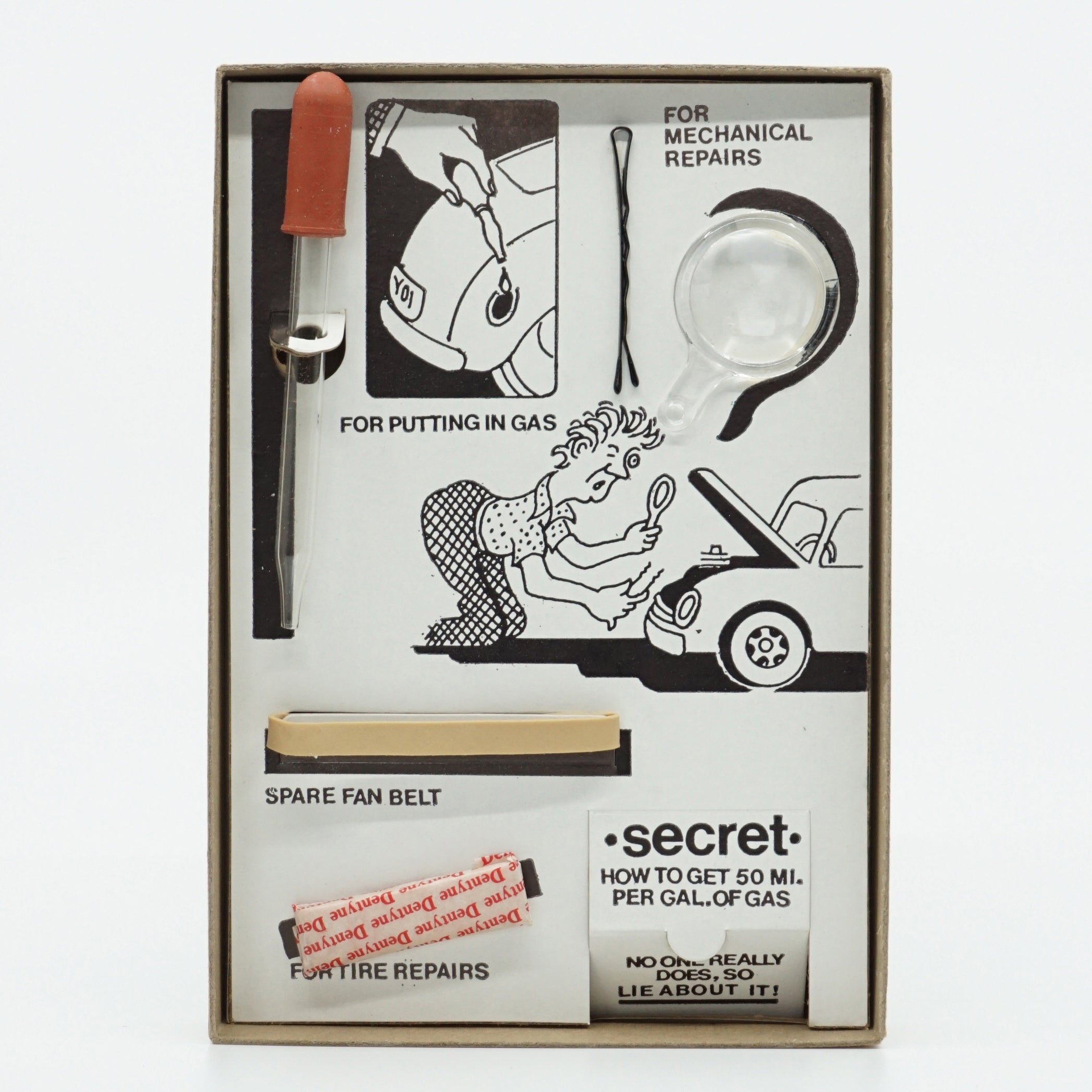 Rare "Service Kit for the Small Car Owner" Joke Gift. Dodge Omni on the Box.