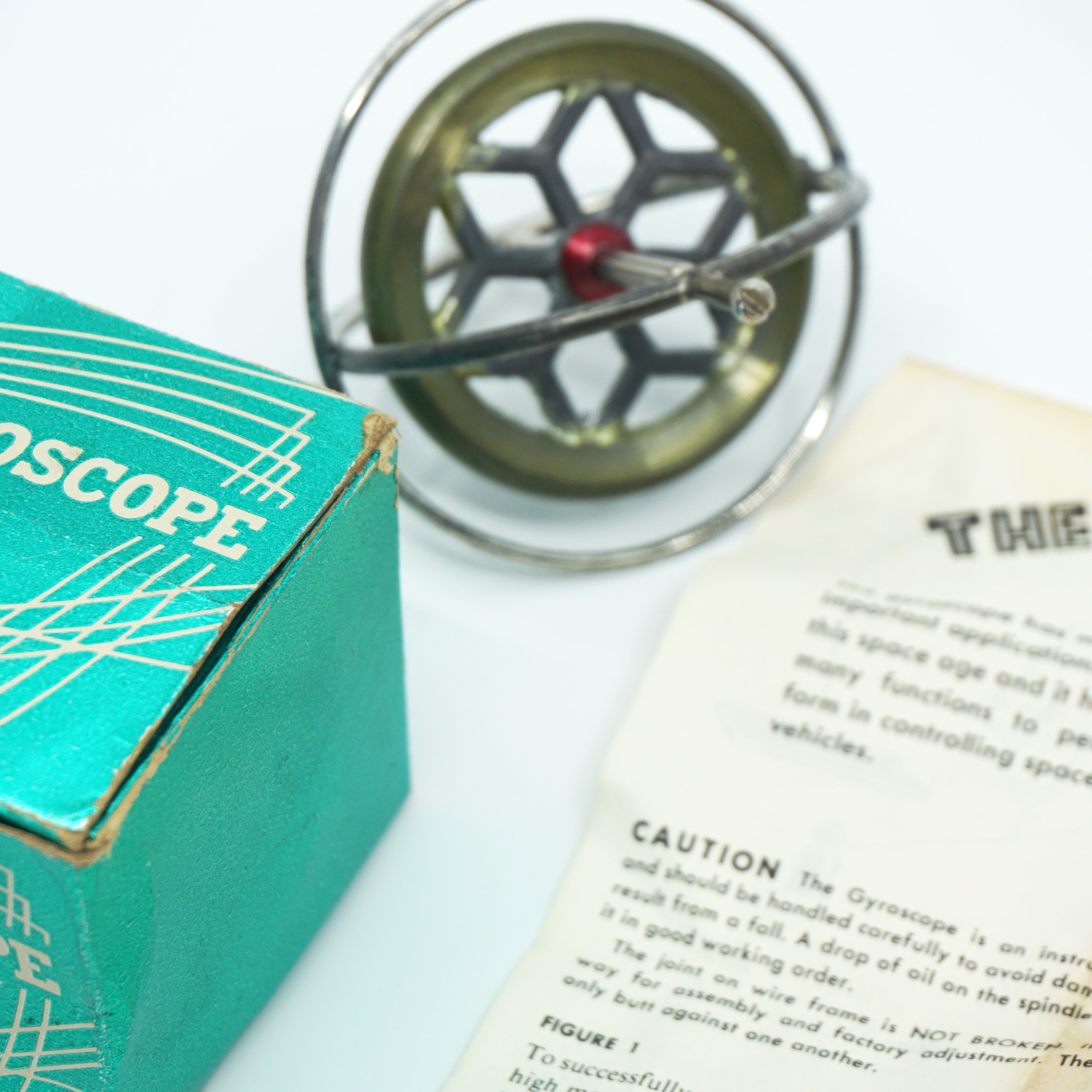 Vintage Gyroscope Spinning Balancing Toy. Original Box and Instructions.