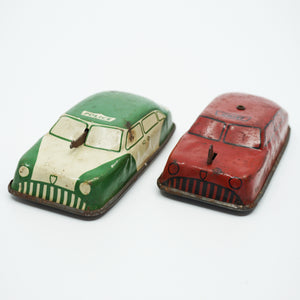 Lot of 2 Mid-Century ARGO Tin Litho Toy Cars Fire Chief, and Police, Vintage