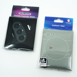 Set of 2 Official Sega Genesis Controller & Sony PlayStation Console Wallets. NIB Retro-Style Lot.