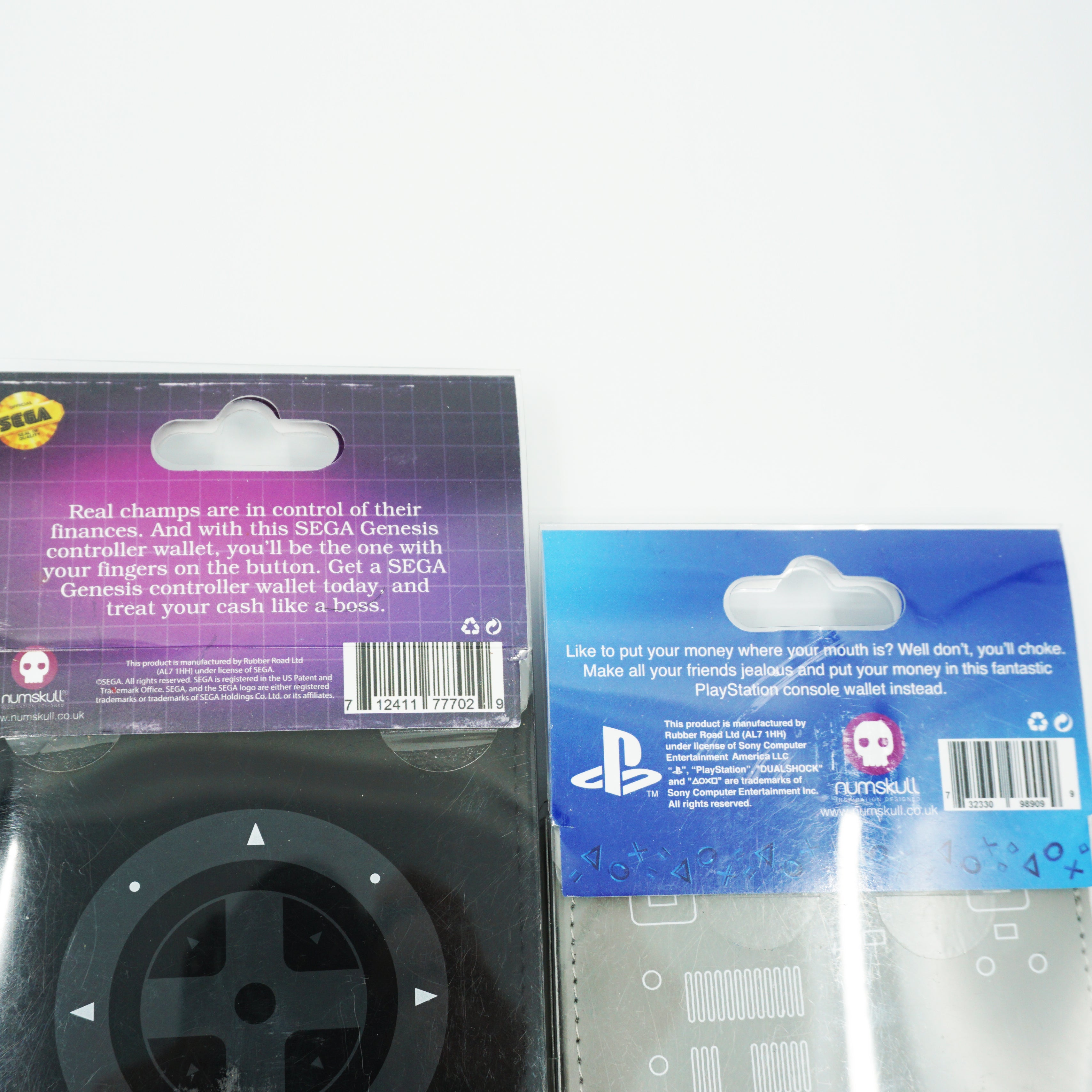 Set of 2 Official Sega Genesis Controller & Sony PlayStation Console Wallets. NIB Retro-Style Lot.