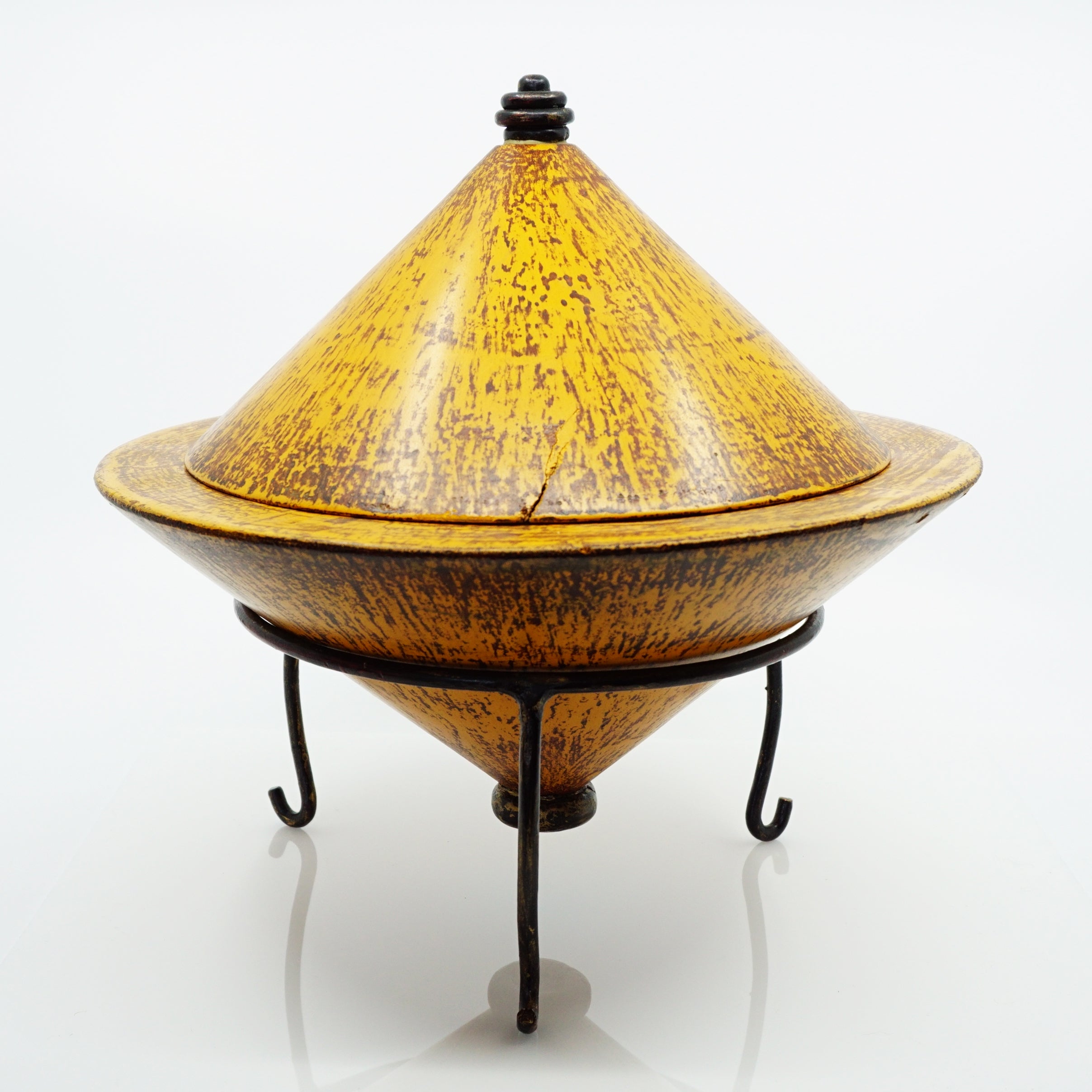 Large Sheesham Wood Asian Tagine with Metal Base