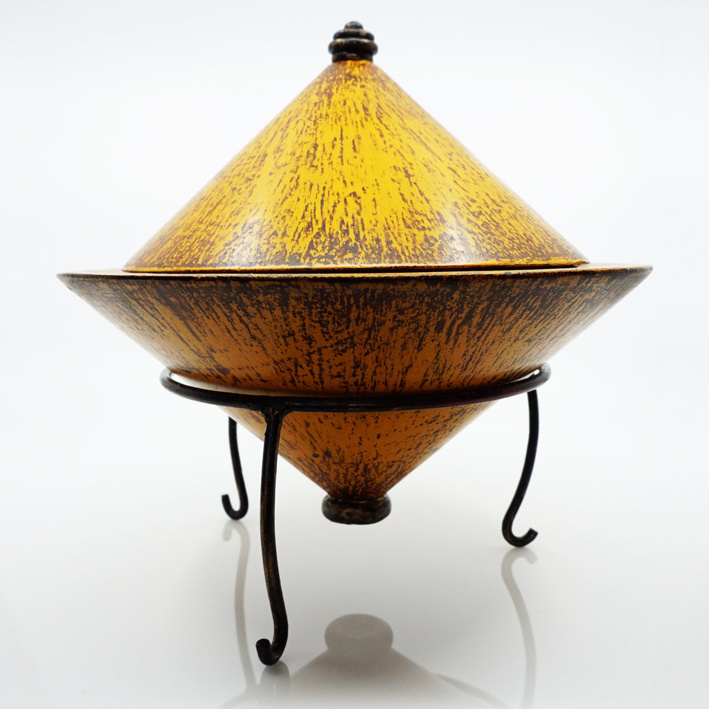 Large Sheesham Wood Asian Tagine with Metal Base