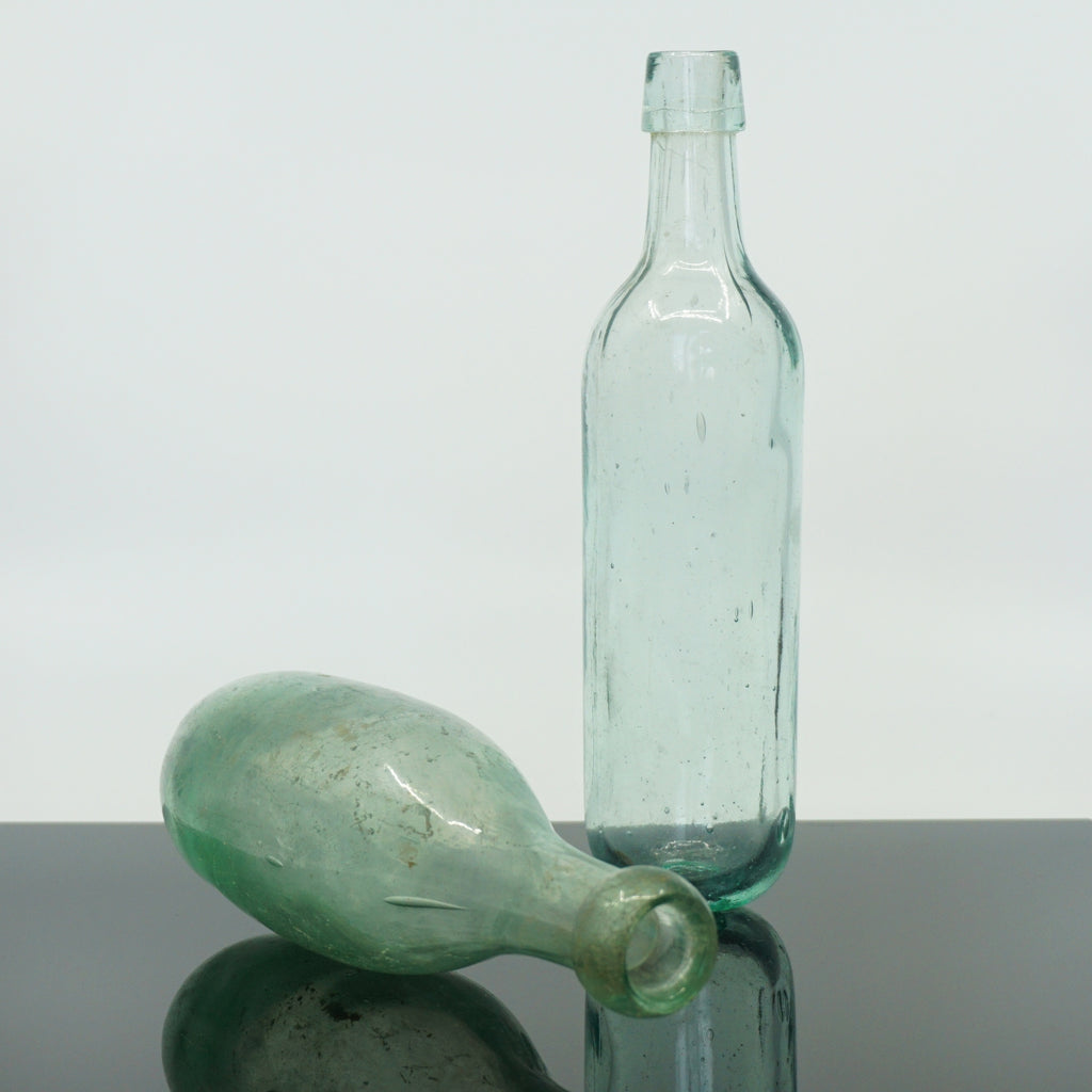 1800s Set of Two Hand-Made Antique Bottles from the 19th Century to the Beginning of the 20th