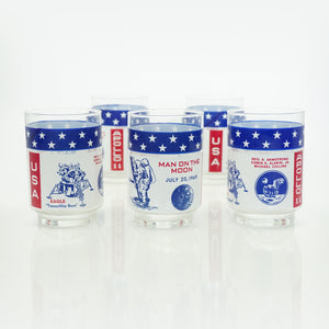 Set of Five 1960s Apollo 11 “Man on the Moon” July 20, 1969 Collectible Drinking Glasses