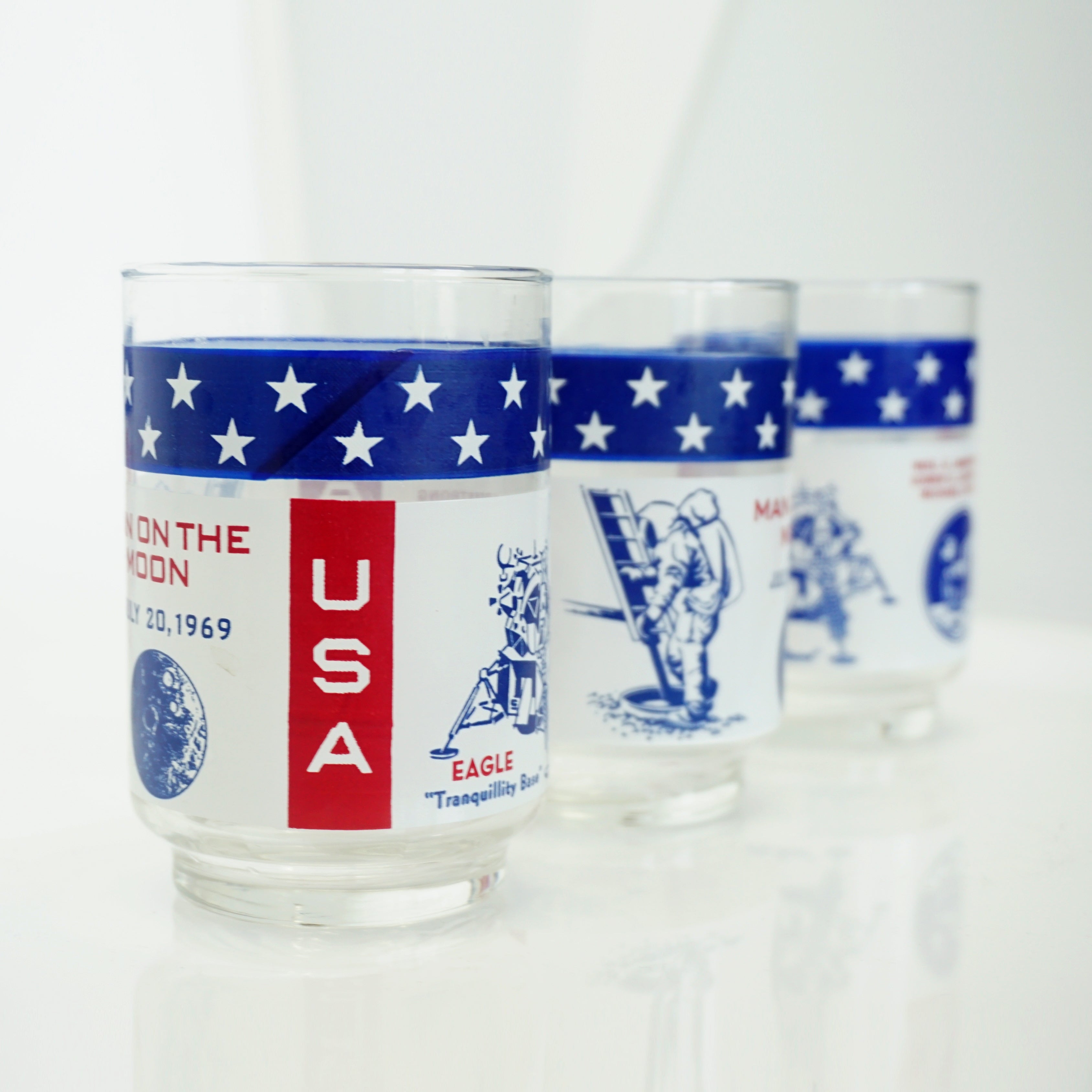 Set of Five 1960s Apollo 11 “Man on the Moon” July 20, 1969 Collectible Drinking Glasses