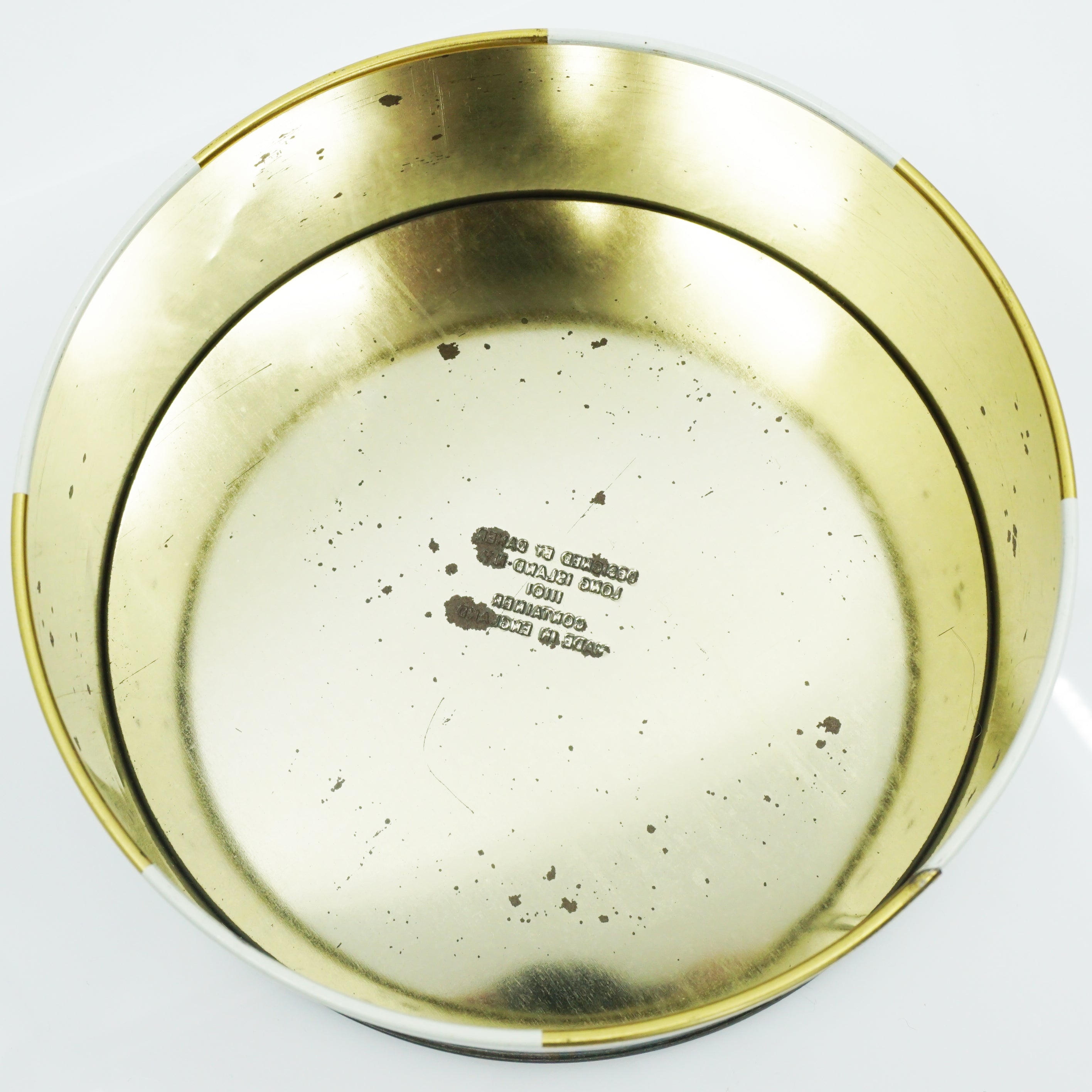 Rare Vintage Tin Lithograph Storage Container 6.5" Diameter. Made in England.