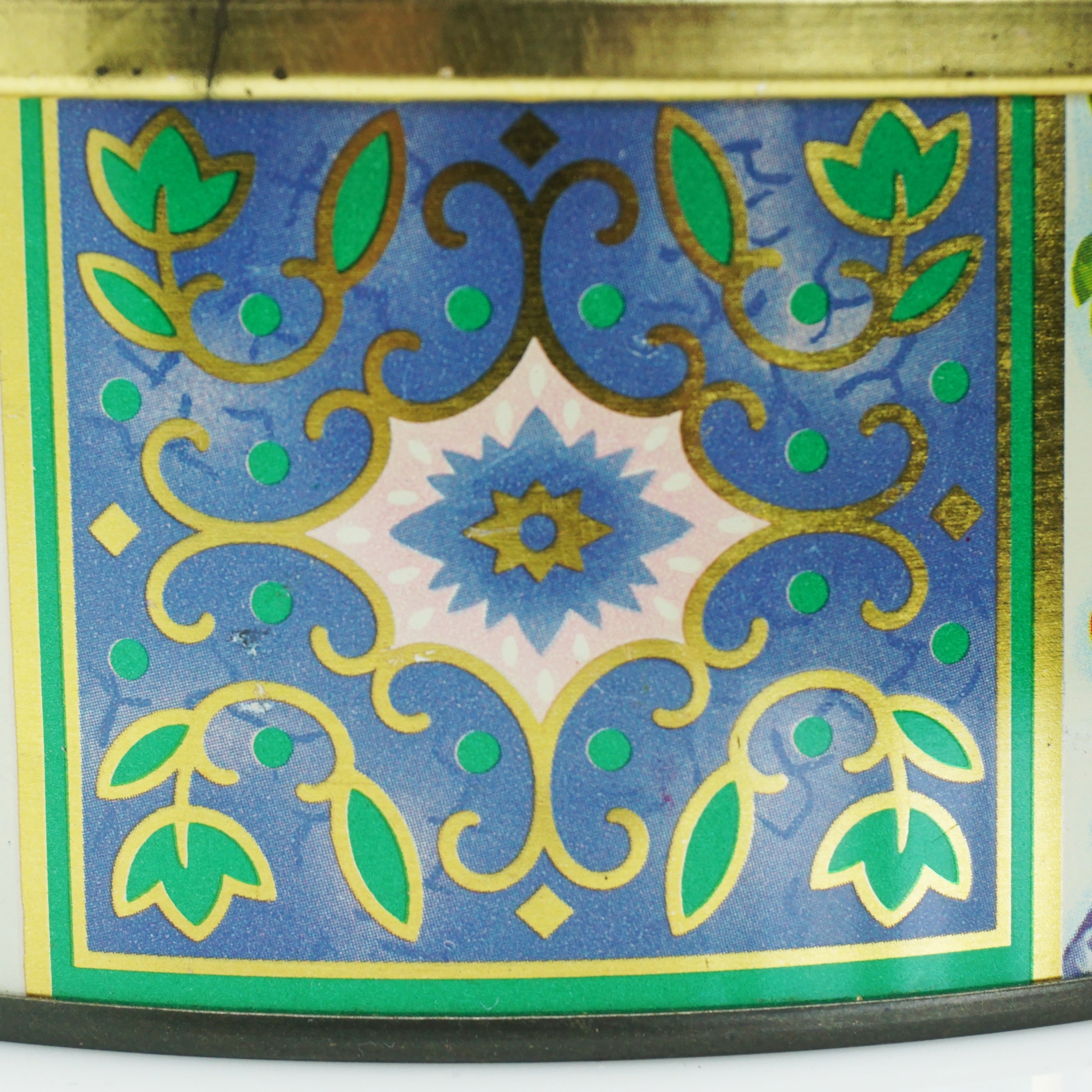 Rare Vintage Tin Lithograph Storage Container 6.5" Diameter. Made in England.