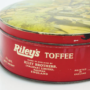 Vintage Riley's Brothers Tin Litho Oval Storage Container. Made in England. 8" Wide.
