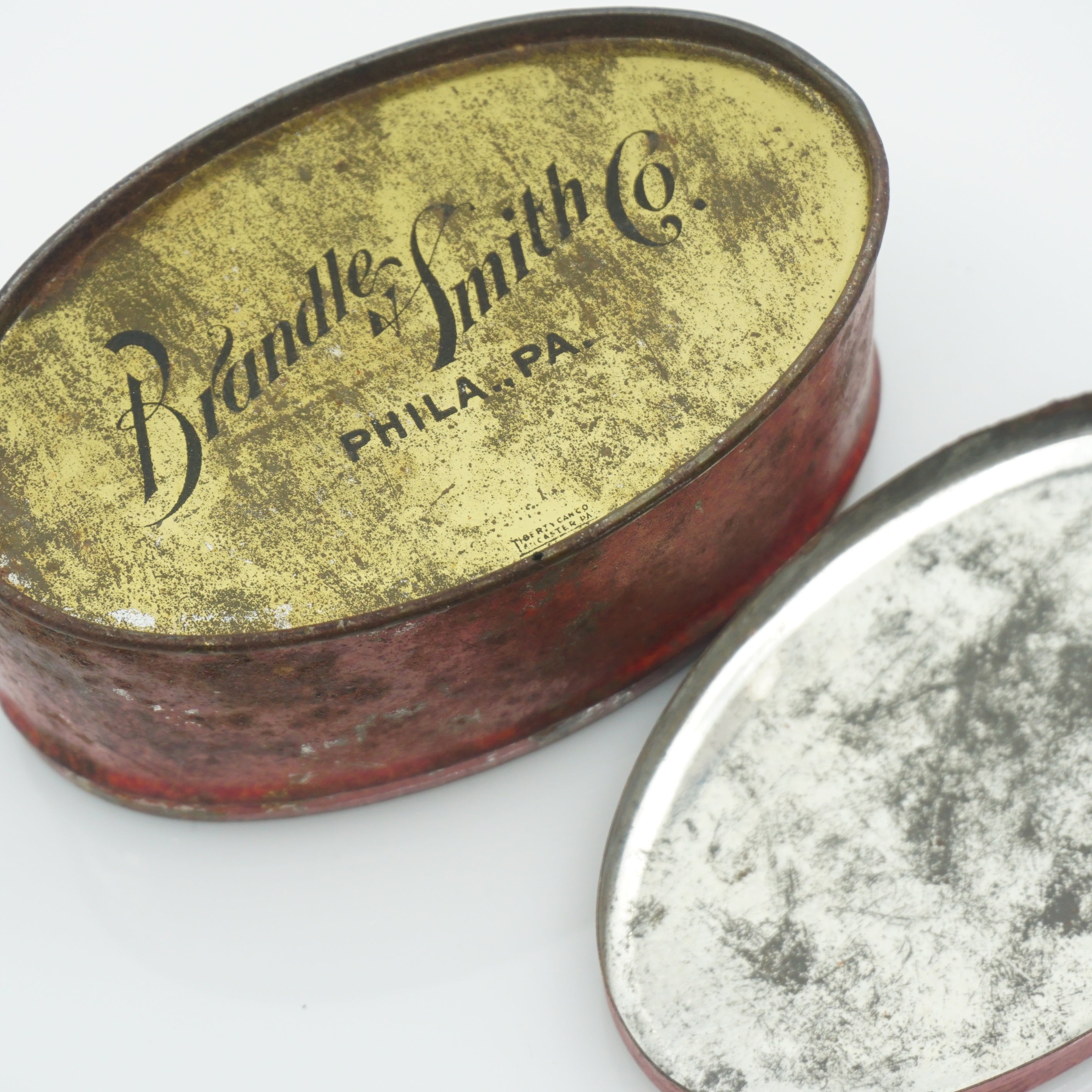 Vintage Brandle & Smith Co. Mellomints Candy Tin Litho Container. 4" Wide.