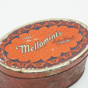 Vintage Brandle & Smith Co. Mellomints Candy Tin Litho Container. 4" Wide.