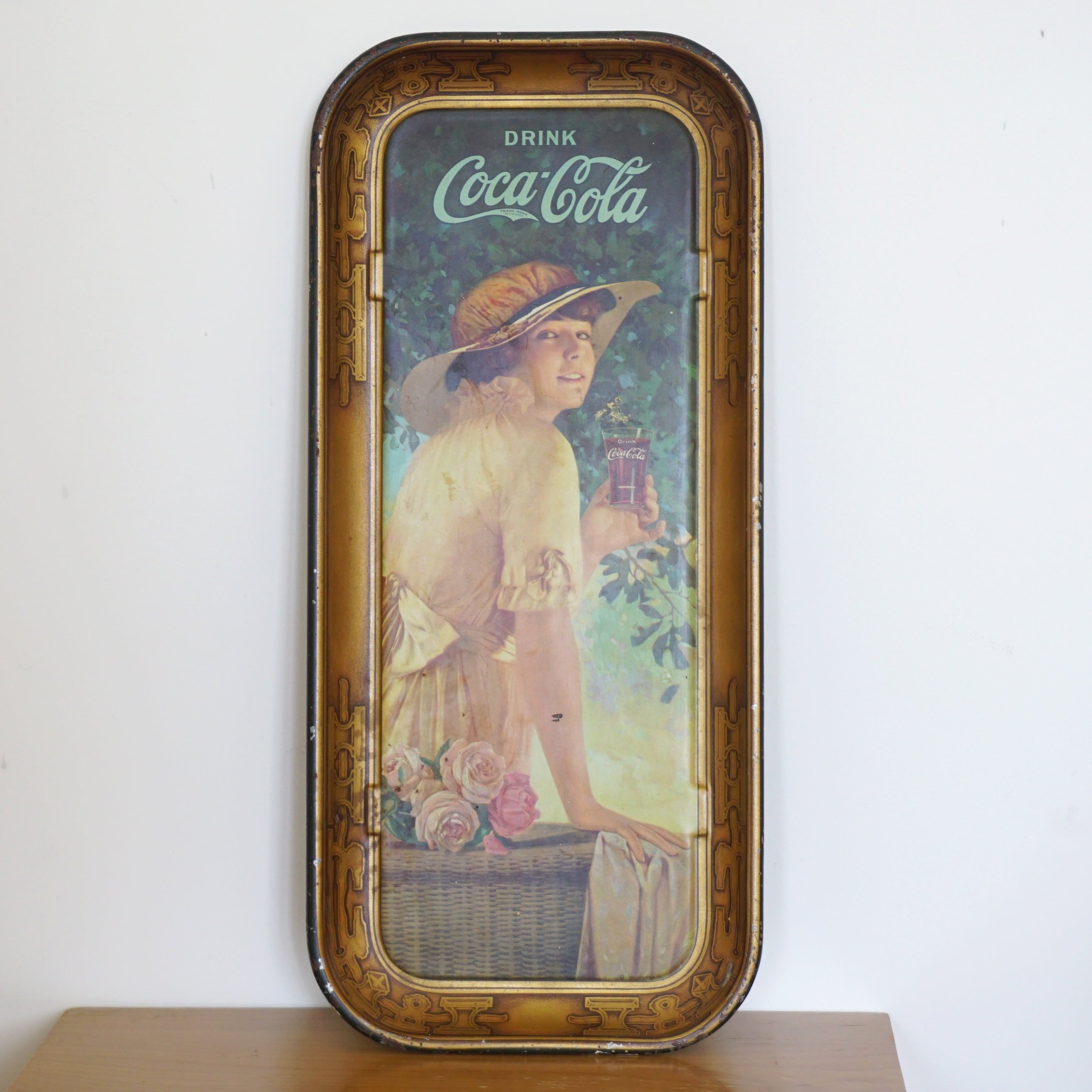 1910s Original Antique "Elaine" Coca-Cola Stelad Signs Tray