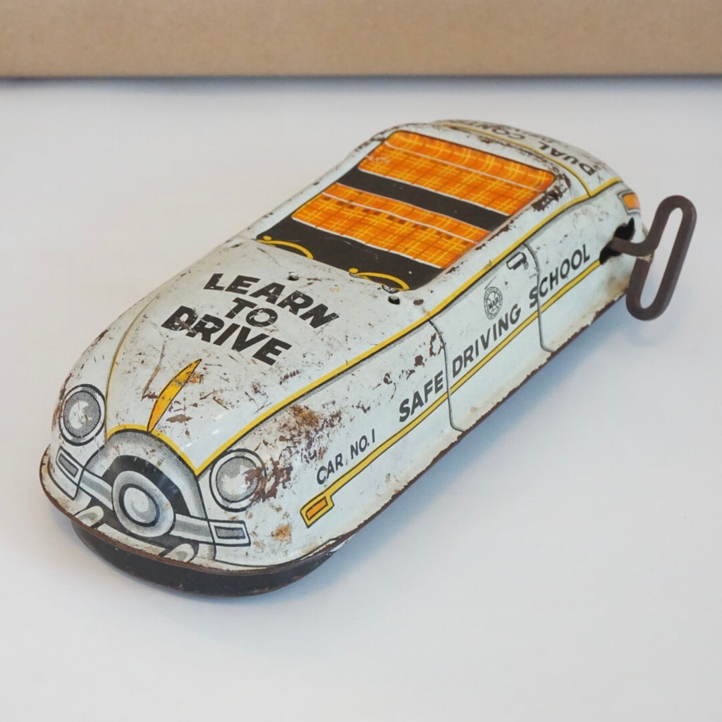 1950s Vintage MARX Tin Litho Driver Training Windup Car. "Learn to Drive".