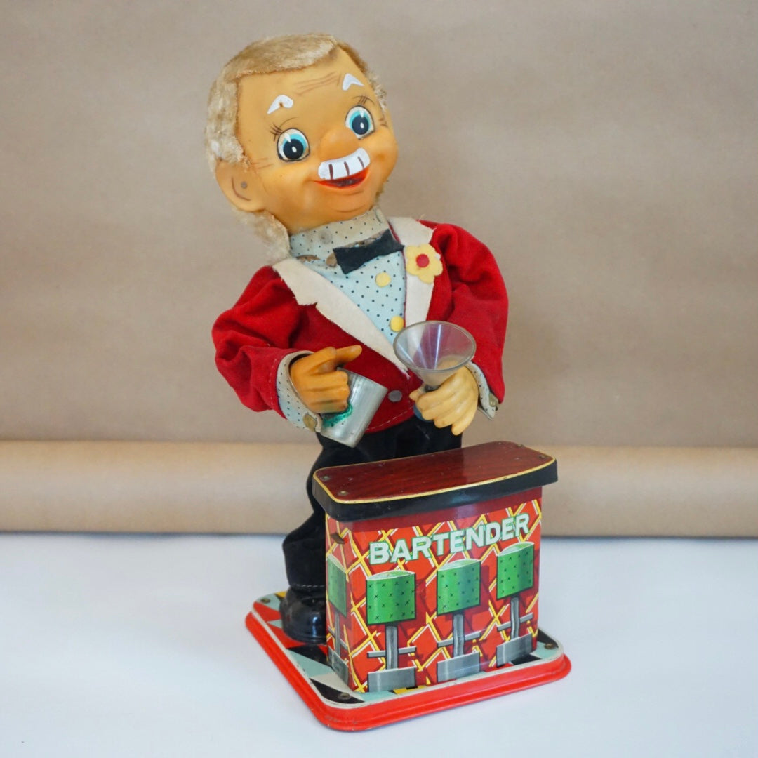 1960s Vtg Charlie Weaver Bartender Battery Operated Tin Toy Rosko Toy Jap. PARTS 1960s Vtg Charlie Weaver Bartender Battery Operated Tin Toy Rosko Toy Jap. PARTS