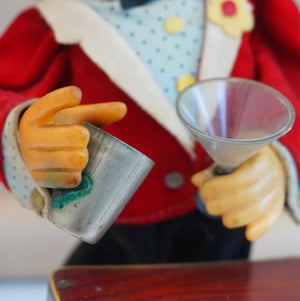 Mid-Century 1960s ROSKO Charley Weaver Bartender Toy. Made in Japan.