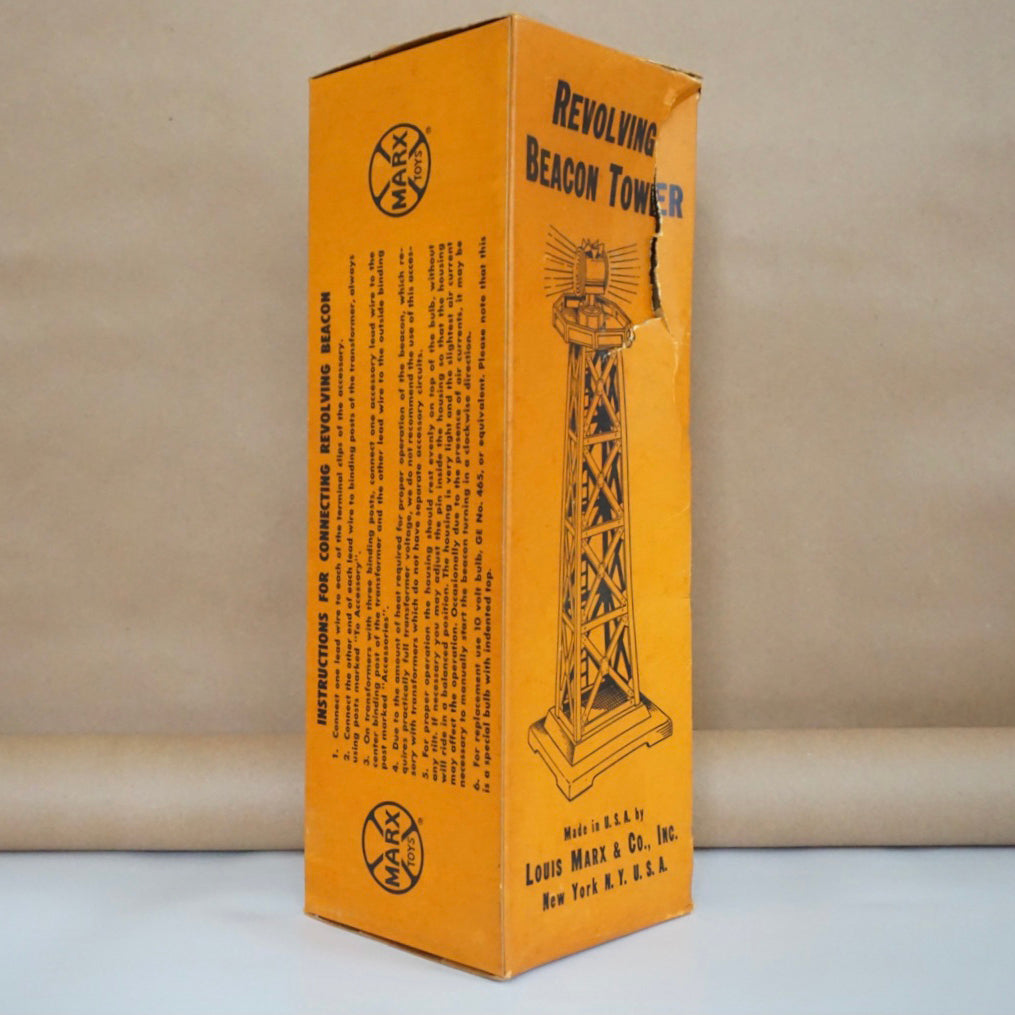 Mid-Century MARX TOYS Revolving Beacon Tower No. 0446 with Box. Made in New York, USA.