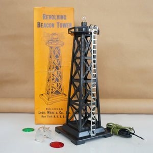 Mid-Century MARX TOYS Revolving Beacon Tower No. 0446 with Box. Made in New York, USA.