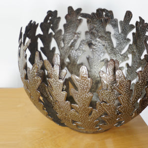 Signed Josnel Bruno Handmade, Hammered, Chiseled and Incised Coral Reef Bowl. Made in Haiti.