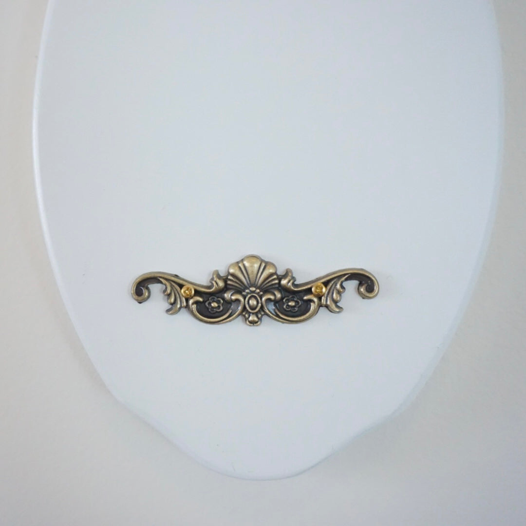 Double-Sided/Station Hanging Wall Clock. White Wood with Brass Toned Details. Rhythm Watch Co.