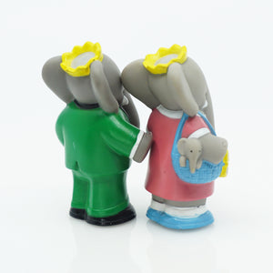 Vintage 1990s Set of 2 L. de Brunhoff Arby’s Babar the Elephant Soft Vinyl Toy Figures