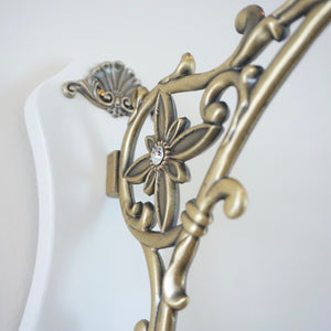 Double-Sided/Station Hanging Wall Clock. White Wood with Brass Toned Details. Rhythm Watch Co.
