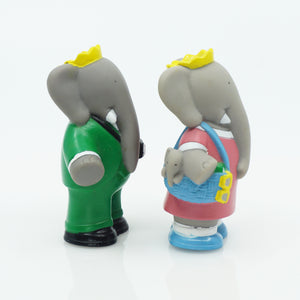 Vintage 1990s Set of 2 L. de Brunhoff Arby’s Babar the Elephant Soft Vinyl Toy Figures