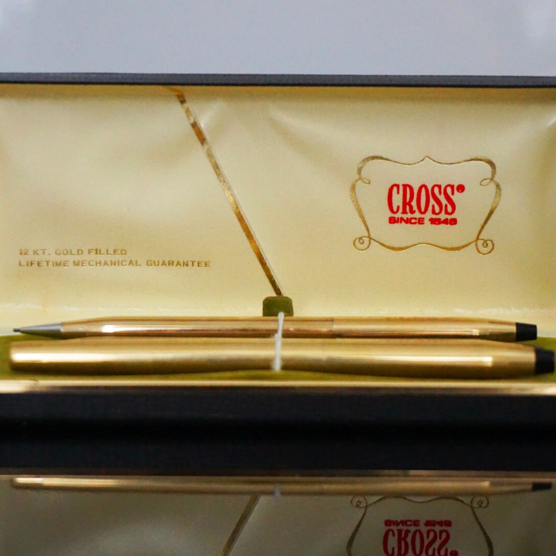 1986 Vintage CROSS Classic Century 12KT Gold Filled, Two Pens and One Pencil Set