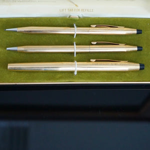 1986 Vintage CROSS Classic Century 12KT Gold Filled, Two Pens and One Pencil Set