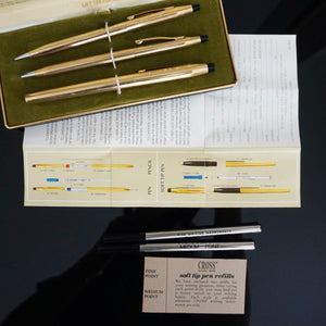1986 Vintage CROSS Classic Century 12KT Gold Filled, Two Pens and One Pencil Set