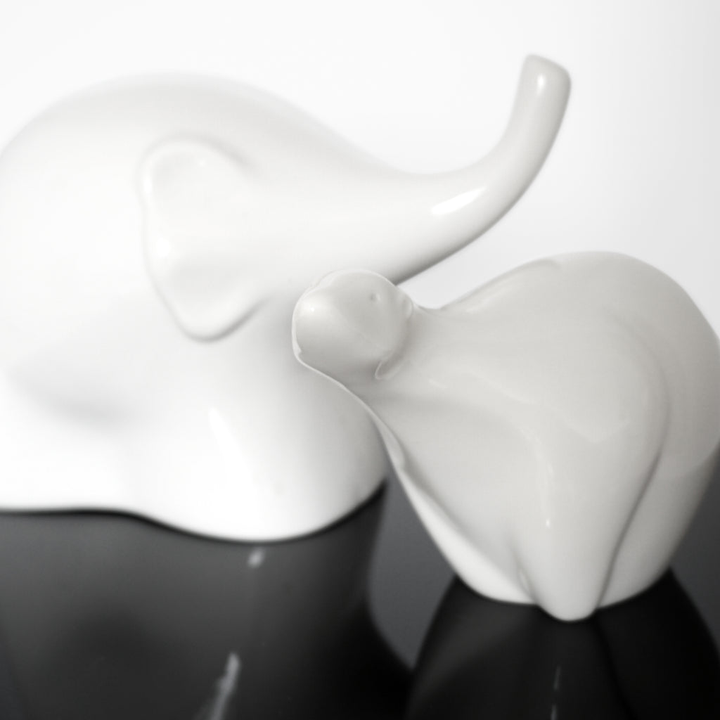 1990s Vintage Porcelain Polo Bear & Elephant Duo