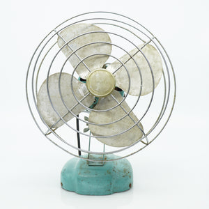 Art Deco Vintage Eskimo Open-Cage Desk/Wall Fan by McGraw Edison Co. in Turquoise