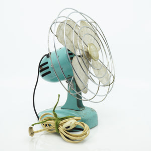 Art Deco Vintage Eskimo Open-Cage Desk/Wall Fan by McGraw Edison Co. in Turquoise