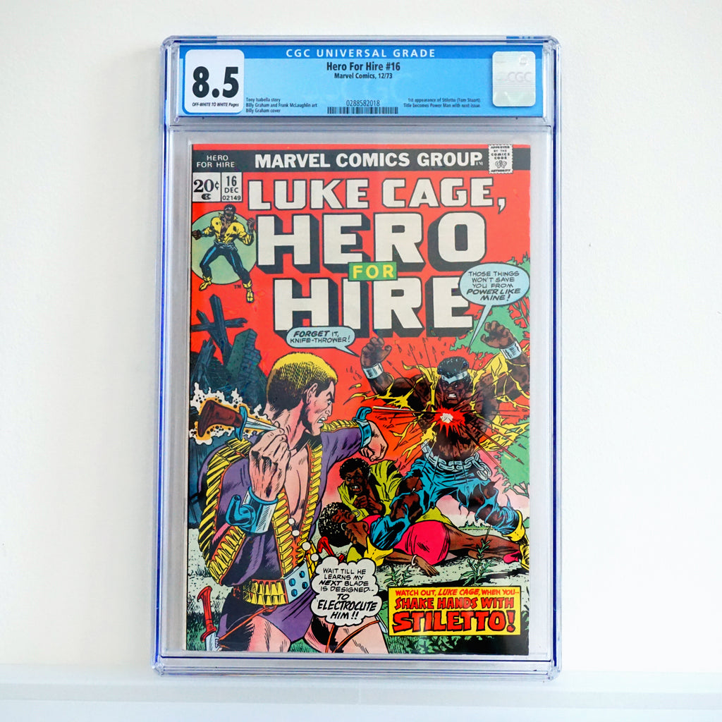 1973 MARVEL (CGC 8.5) Luke Cage, Hero for Hire #16. Shake Hands with Stiletto!