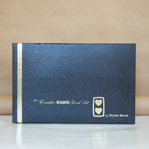 1960s PAPER MATE The Executive Radio Desk Set. With 2 Pens + Gold Nameplate. Vintage