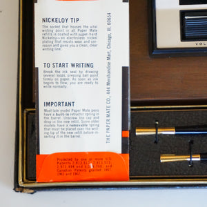 1960s PAPER MATE The Executive Radio Desk Set. With 2 Pens + Gold Nameplate. Vintage
