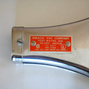 Vintage Art Deco MIRACLE VAC Chrome Hair Dryer No. 12518 with a Wooden Handle