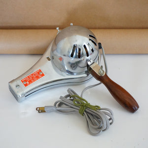 Vintage Art Deco MIRACLE VAC Chrome Hair Dryer No. 12518 with a Wooden Handle