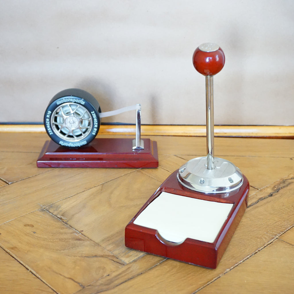 MOTORSPORTS Racing Slick Wheel Tape Dispenser & Gear Shifter Notepad Pen Set