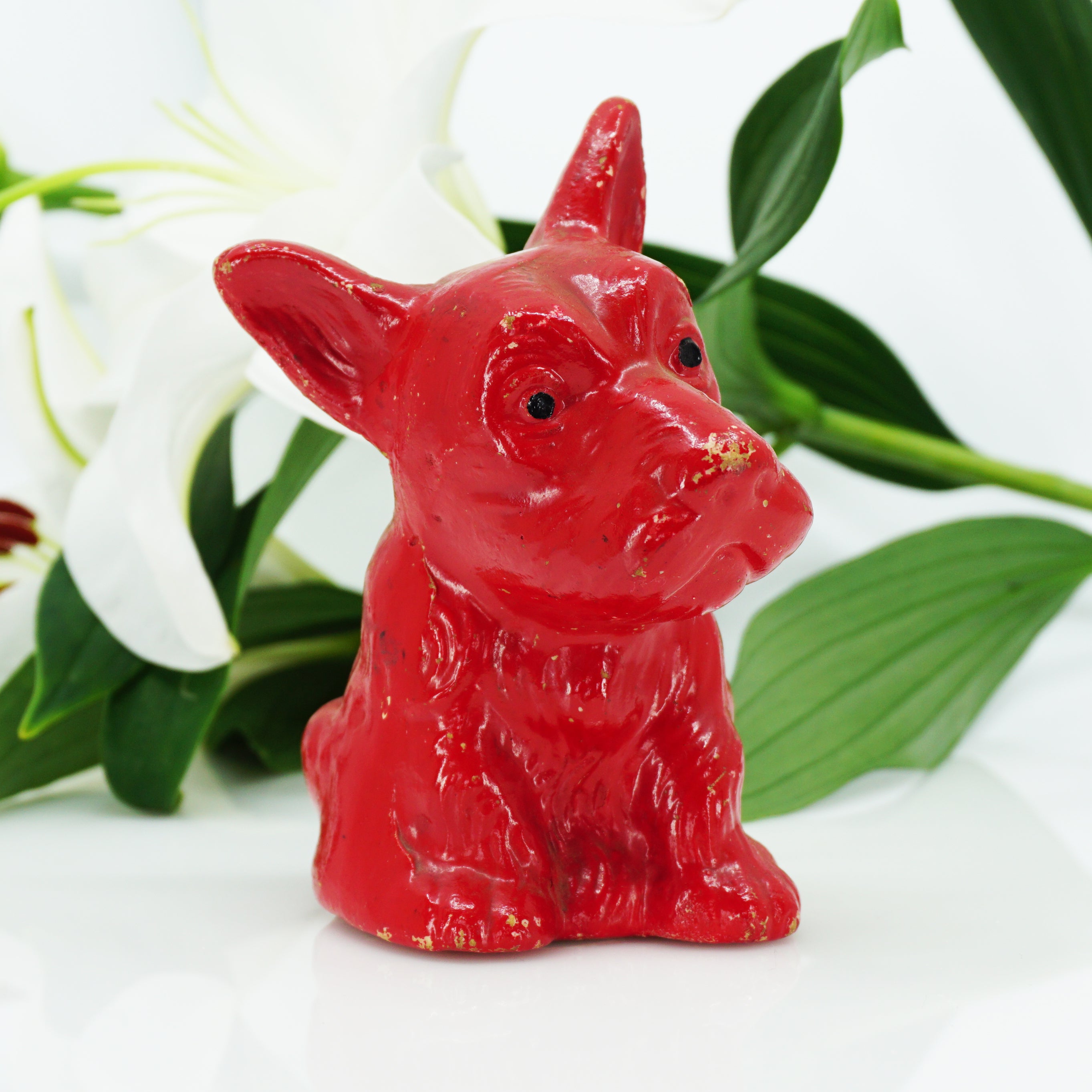 Rare Vintage Red Metal Scottish Terrier "Scottie" Dog Coin Bank