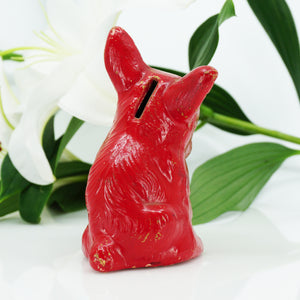 Rare Vintage Red Metal Scottish Terrier "Scottie" Dog Coin Bank